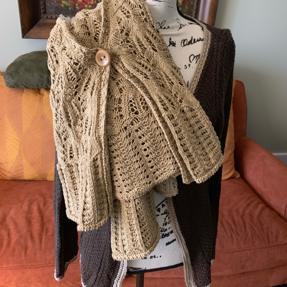 2 crochet sweaters 1 Tan and 2nd Brown